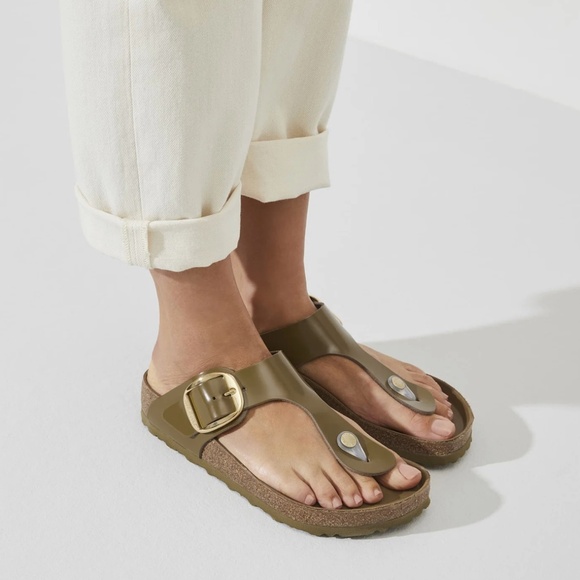Birkenstock Shoes - Birkenstock Gizeh Big Buckle Sandal High Shine Mud Green sz 39EU/8US New in Box
